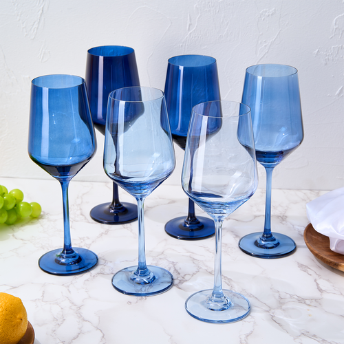 Blue Winter Christmas Wine Glasses | Set of 12 | Navy Colors-1