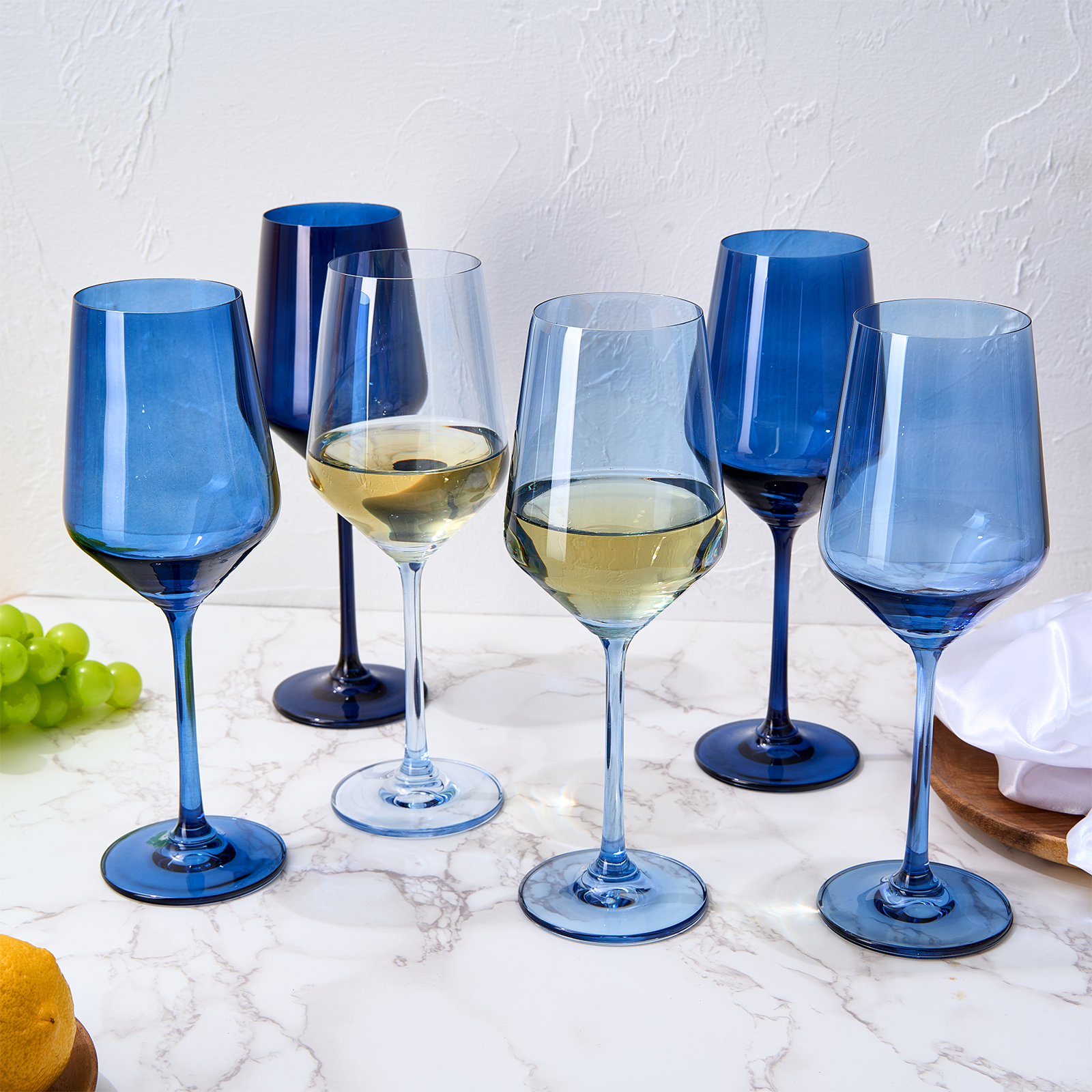 Blue Winter Christmas Wine Glasses | Set of 12 | Navy Colors-2